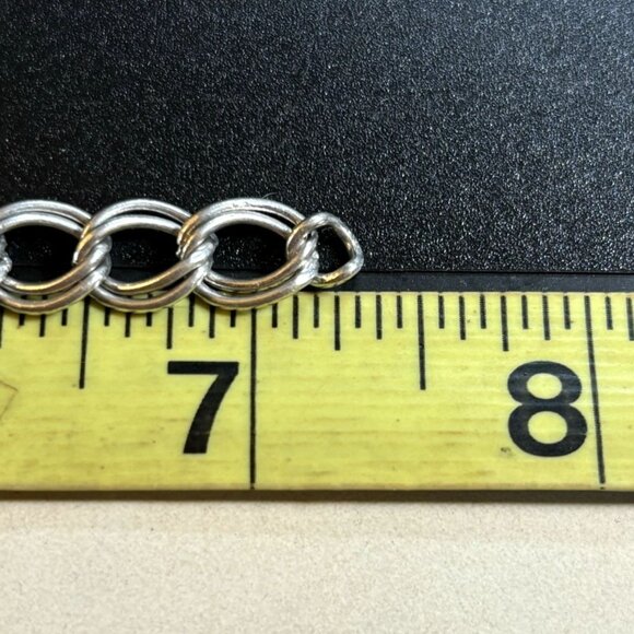 VTG Sterling Silver 925 Large Double Link Charm Bracelet Size 7.25'' Length - Picture 6 of 9